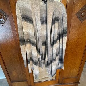 I.N. Studio Gray and Black Open Front Cardigan Sweater